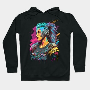 Neon Cyberpunk Viking - V1.18 Hoodie